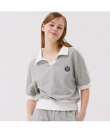 スポーティ配色カラー半袖Tシャツメランジグレー
