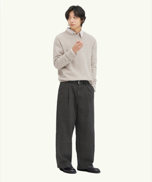 INTEMPOMOOD(インテンポムード)の「ガーメントダイワンタックパンツ_チャコール(その他パンツ・レディース・チャコール・LARGE/X-LARGE/MEDIUM)」の3枚目の写真