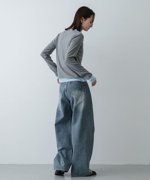 SENSE OF PLACE by URBAN RESEARCH(センスオブプレイスバイアーバンリサーチ)の「『洗濯可』ヘンリーネックレイヤードトップ(Tシャツ/カットソー・レディース・ブラック/グレー/ベージュ・ONE)」の7枚目の写真