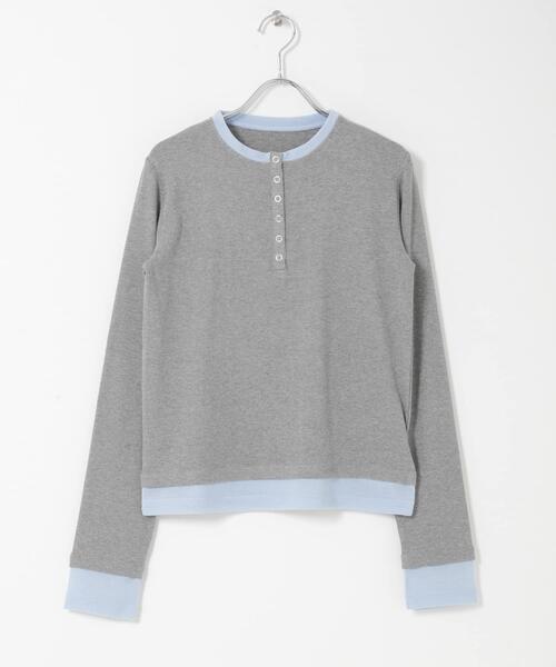 SENSE OF PLACE by URBAN RESEARCH(センスオブプレイスバイアーバンリサーチ)の「『洗濯可』ヘンリーネックレイヤードトップ(Tシャツ/カットソー・レディース・ブラック/グレー/ベージュ・ONE)」の8枚目の写真