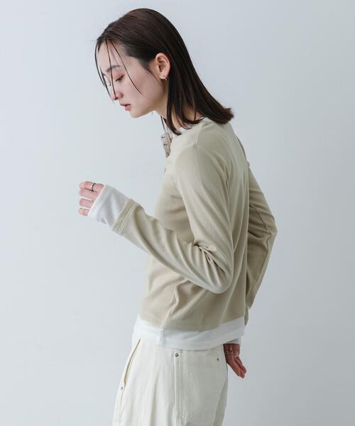 SENSE OF PLACE by URBAN RESEARCH(センスオブプレイスバイアーバンリサーチ)の「『洗濯可』ヘンリーネックレイヤードトップ(Tシャツ/カットソー・レディース・ブラック/グレー/ベージュ・ONE)」の17枚目の写真