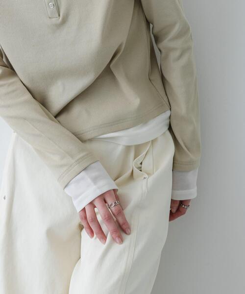 SENSE OF PLACE by URBAN RESEARCH(センスオブプレイスバイアーバンリサーチ)の「『洗濯可』ヘンリーネックレイヤードトップ(Tシャツ/カットソー・レディース・ブラック/グレー/ベージュ・ONE)」の19枚目の写真