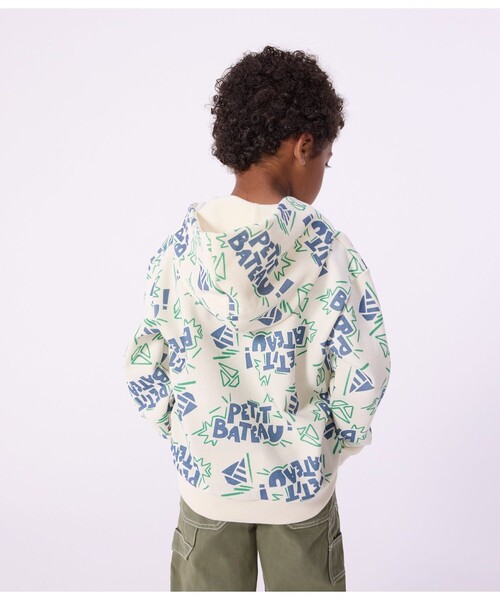 PETIT BATEAU(プチバトー)の「スウェットフーディー(パーカー・キッズ・ホワイト系その他・4YEAR/3YEAR)」の2枚目の写真