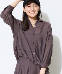 INDIVI | 【接触冷感/洗える/2WAY】ドロスト付 シアーシャンブレーシャツ(シャツ/ブラウス)