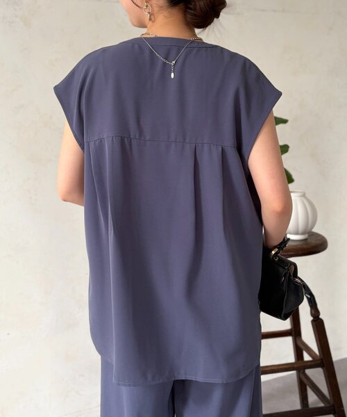 Chez toi(シェトワ)の「【セットアイテム】キーネックシャツ×イージーパンツ(つなぎ/オールインワン・レディース・モカ/ブルー/ブラック・FREE)」の19枚目の写真