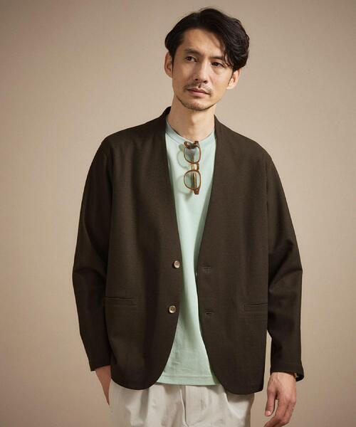 TAKEO KIKUCHI（タケオキクチ）の「【抗菌防臭】バーズアイメッシュノーカラージャケット（ノーカラージャケット・メンズ・グレー/ブルー系その他/ネイビー/ブラウン系その他・04/03/02）」の2枚目の写真