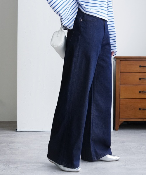 reca(レカ)の「クーリッシュデニムワイドパンツ(デニムパンツ・レディース・ホワイト/ネイビー/ブルー系その他・M/L/LL)」の11枚目の写真