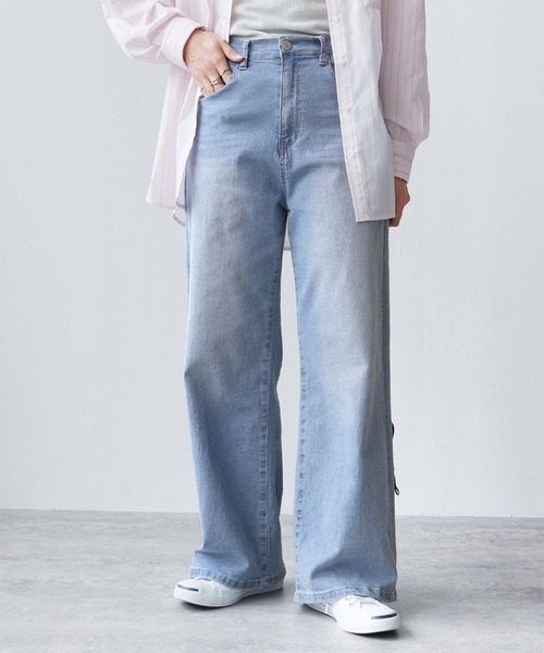 reca(レカ)の「クーリッシュデニムワイドパンツ(デニムパンツ・レディース・ホワイト/ネイビー/ブルー系その他・M/L/LL)」の14枚目の写真