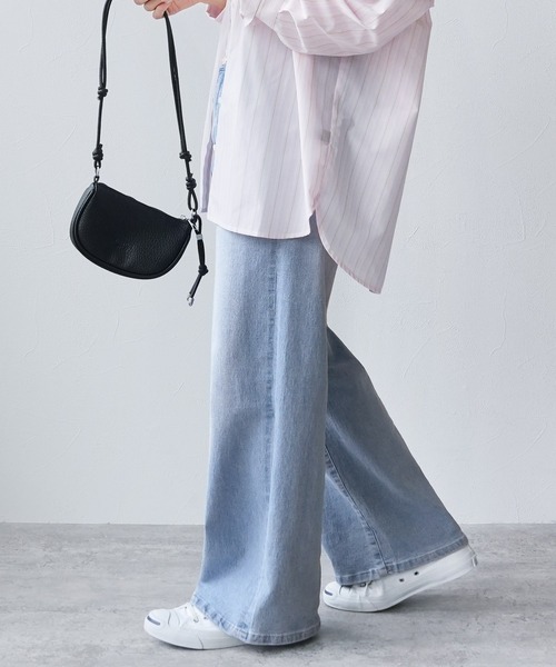 reca(レカ)の「クーリッシュデニムワイドパンツ(デニムパンツ・レディース・ホワイト/ネイビー/ブルー系その他・M/L/LL)」の15枚目の写真