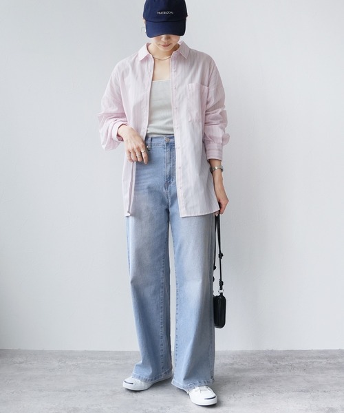 reca(レカ)の「クーリッシュデニムワイドパンツ(デニムパンツ・レディース・ホワイト/ネイビー/ブルー系その他・M/L/LL)」の16枚目の写真