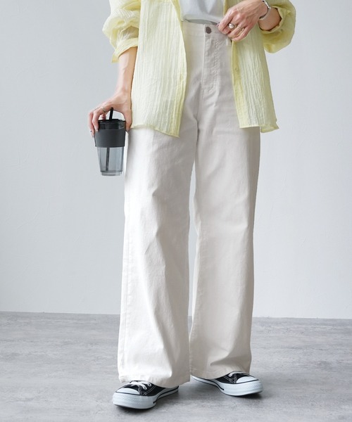 reca(レカ)の「クーリッシュデニムワイドパンツ(デニムパンツ・レディース・ホワイト/ネイビー/ブルー系その他・M/L/LL)」の4枚目の写真