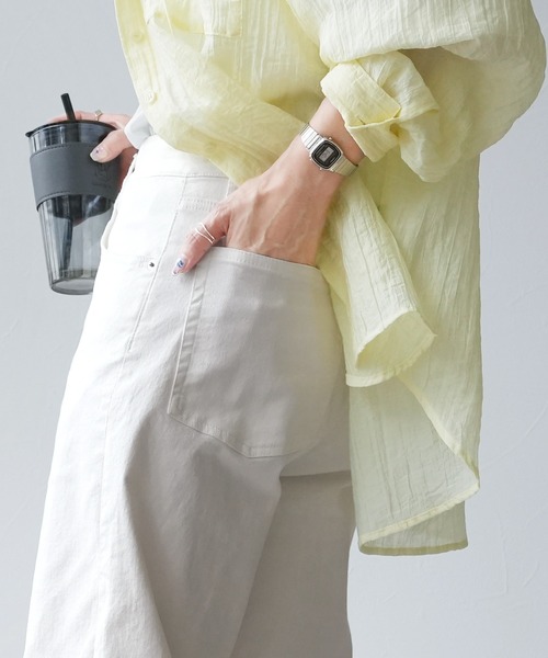 reca(レカ)の「クーリッシュデニムワイドパンツ(デニムパンツ・レディース・ホワイト/ネイビー/ブルー系その他・M/L/LL)」の5枚目の写真