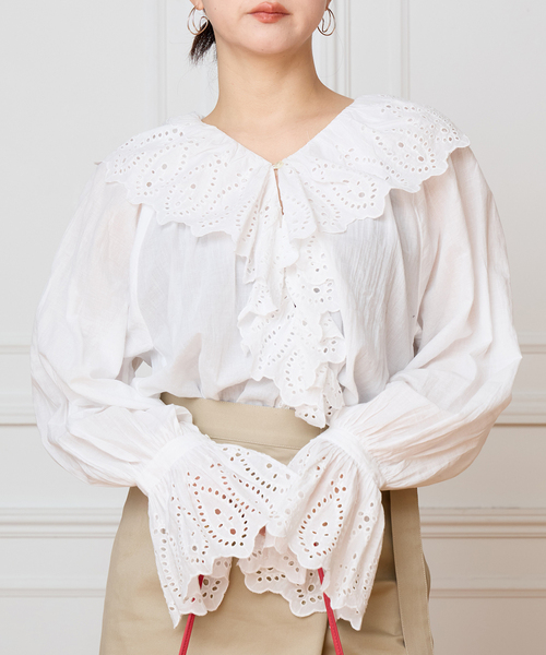 IENA LA BOUCLE（イエナラブークル）の「IENA LA BOUCLE シアーフリルブラウス（シャツ/ブラウス・レディース・ホワイト・FREE）」の16枚目の写真