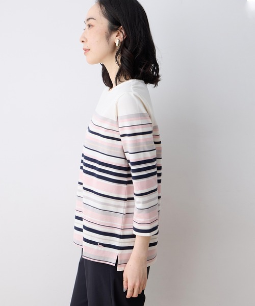 DECOY SINCE 1981(デコイシンスイチキュウハチイチ)の「パネルボーダーTシャツ【オーガニックコットンブレンド】(Tシャツ/カットソー・レディース・ピンク/ネイビー/サックスブルー・M/L/LL)」の6枚目の写真