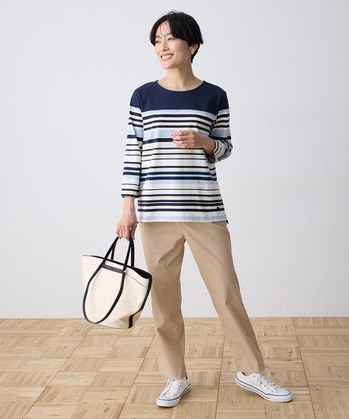 DECOY SINCE 1981(デコイシンスイチキュウハチイチ)の「パネルボーダーTシャツ【オーガニックコットンブレンド】(Tシャツ/カットソー・レディース・ピンク/ネイビー/サックスブルー・M/L/LL)」の10枚目の写真