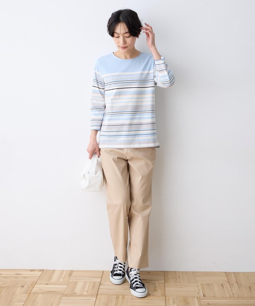 DECOY SINCE 1981(デコイシンスイチキュウハチイチ)の「パネルボーダーTシャツ【オーガニックコットンブレンド】(Tシャツ/カットソー・レディース・ピンク/ネイビー/サックスブルー・M/L/LL)」の13枚目の写真