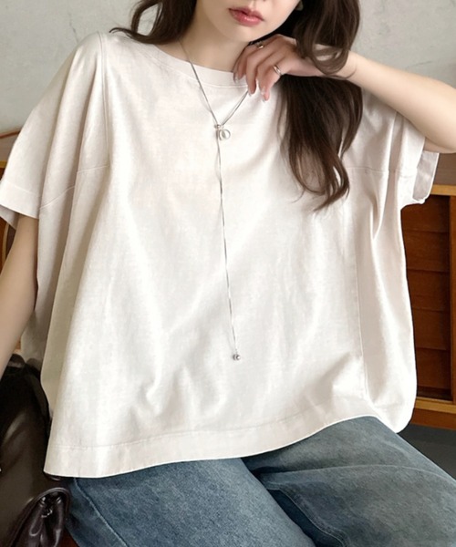 Eclat one(エクラワン)の「【Eclat one】 BIG スクエア Tシャツ(Tシャツ/カットソー・レディース・チャコール/ライム/アイボリー・FREE)」の2枚目の写真