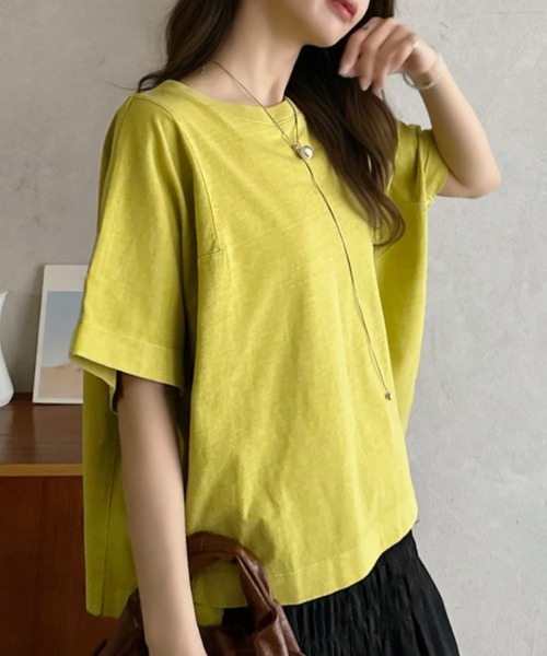 Eclat one(エクラワン)の「【Eclat one】 BIG スクエア Tシャツ(Tシャツ/カットソー・レディース・チャコール/ライム/アイボリー・FREE)」の15枚目の写真