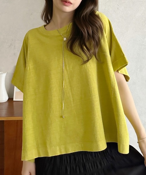 Eclat one(エクラワン)の「【Eclat one】 BIG スクエア Tシャツ(Tシャツ/カットソー・レディース・チャコール/ライム/アイボリー・FREE)」の18枚目の写真