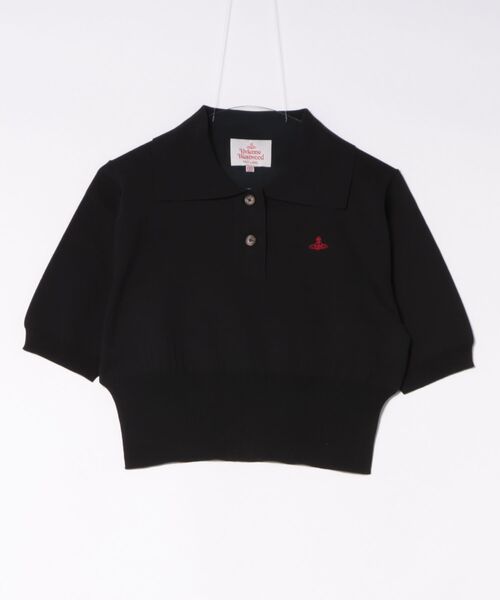 Vivienne Westwood（ヴィヴィアンウエストウッド）の「ｵｰｶﾞﾆｯｸH/Tｺｯﾄﾝﾍﾞｰｼｯｸﾎﾟﾛﾄｯﾌﾟ（ニット/セーター・レディース・ブラック/チャコールグレー・FREE）」の2枚目の写真