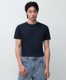 スリムクルーネックTシャツ[ダークネイビー]