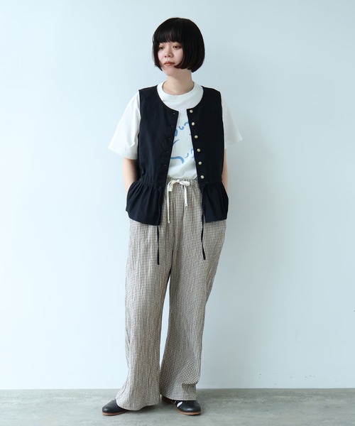 bulle de savon(ビュルデサボン)の「mini check イージーパンツ(その他パンツ・レディース・カーキ/ネイビー・FREE)」の7枚目の写真