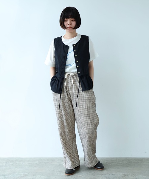 bulle de savon(ビュルデサボン)の「mini check イージーパンツ(その他パンツ・レディース・カーキ/ネイビー・FREE)」の8枚目の写真