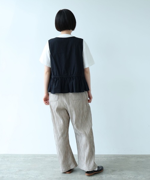 bulle de savon(ビュルデサボン)の「mini check イージーパンツ(その他パンツ・レディース・カーキ/ネイビー・FREE)」の12枚目の写真