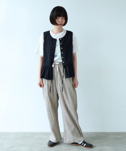 bulle de savon(ビュルデサボン)の「mini check イージーパンツ(その他パンツ・レディース・カーキ/ネイビー・FREE)」の9枚目の写真