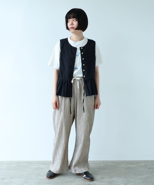 bulle de savon(ビュルデサボン)の「mini check イージーパンツ(その他パンツ・レディース・カーキ/ネイビー・FREE)」の10枚目の写真