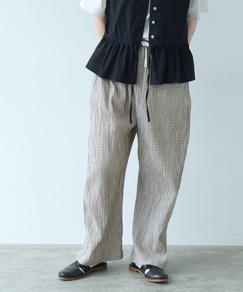 bulle de savon(ビュルデサボン)の「mini check イージーパンツ(その他パンツ・レディース・カーキ/ネイビー・FREE)」の3枚目の写真