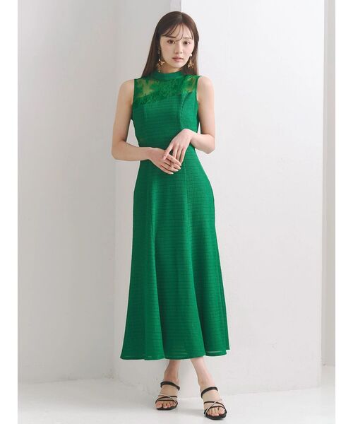 MERCURYDUO(マーキュリーデュオ)の「レースブロッキングカットワンピース(ワンピース・レディース・ブラック/グリーン・SMALL/MEDIUM)」の2枚目の写真