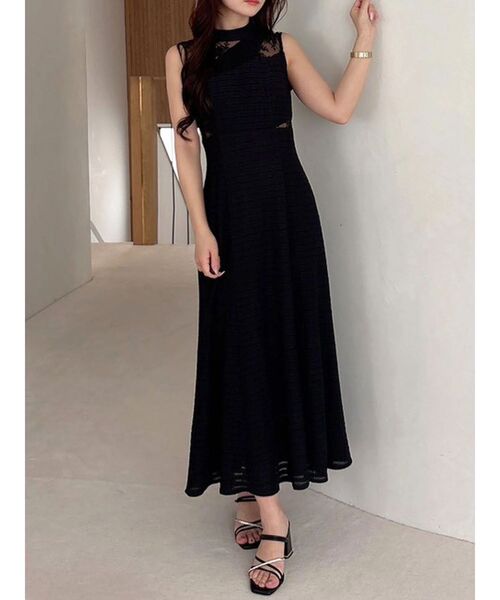 MERCURYDUO(マーキュリーデュオ)の「レースブロッキングカットワンピース(ワンピース・レディース・ブラック/グリーン・SMALL/MEDIUM)」の1枚目の写真