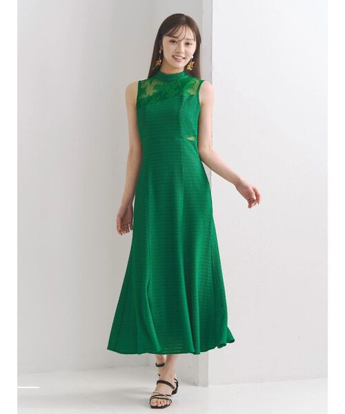MERCURYDUO(マーキュリーデュオ)の「レースブロッキングカットワンピース(ワンピース・レディース・ブラック/グリーン・SMALL/MEDIUM)」の4枚目の写真