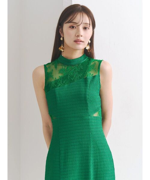 MERCURYDUO(マーキュリーデュオ)の「レースブロッキングカットワンピース(ワンピース・レディース・ブラック/グリーン・SMALL/MEDIUM)」の6枚目の写真