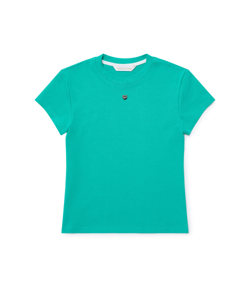PLUNASTUDIO（プルナスタジオ）の「ハート半フィルティ（ブルーグリーン）（Tシャツ/カットソー・レディース・グリーン・FREE）」の2枚目の写真