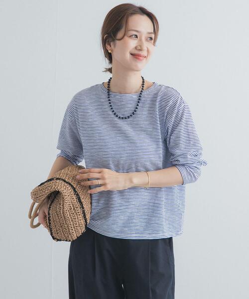 URBAN RESEARCH DOORS（アーバンリサーチドアーズ）の「スラブミジンボーダーTシャツ（Tシャツ/カットソー・レディース・ベージュ系その他/ホワイト系その他・FREE）」の3枚目の写真