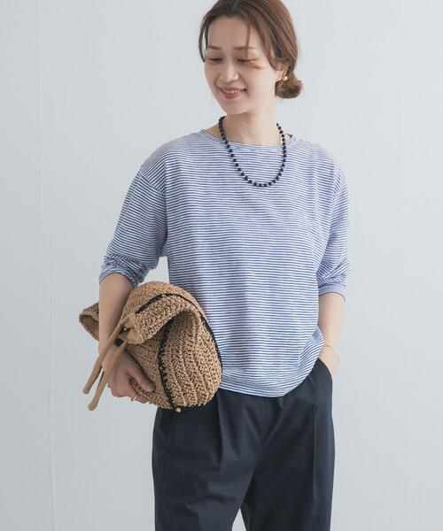 URBAN RESEARCH DOORS（アーバンリサーチドアーズ）の「スラブミジンボーダーTシャツ（Tシャツ/カットソー・レディース・ベージュ系その他/ホワイト系その他・FREE）」の4枚目の写真