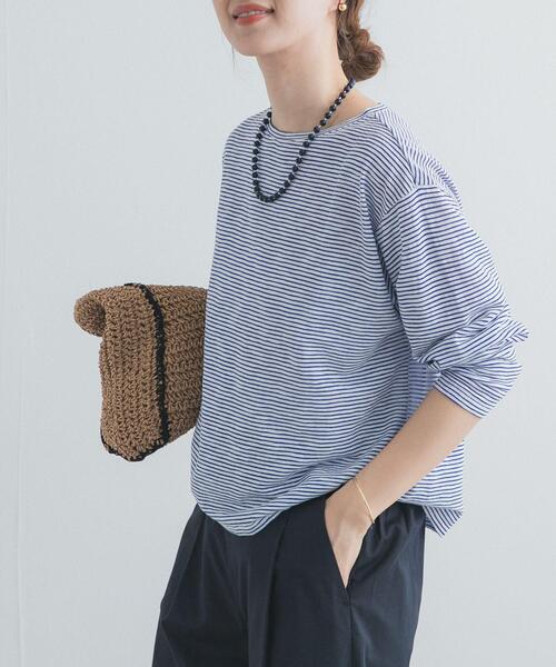 URBAN RESEARCH DOORS（アーバンリサーチドアーズ）の「スラブミジンボーダーTシャツ（Tシャツ/カットソー・レディース・ベージュ系その他/ホワイト系その他・FREE）」の5枚目の写真