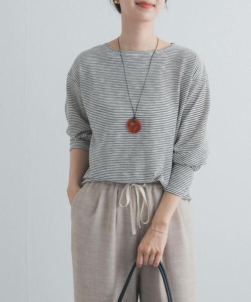 URBAN RESEARCH DOORS（アーバンリサーチドアーズ）の「スラブミジンボーダーTシャツ（Tシャツ/カットソー・レディース・ベージュ系その他/ホワイト系その他・FREE）」の12枚目の写真