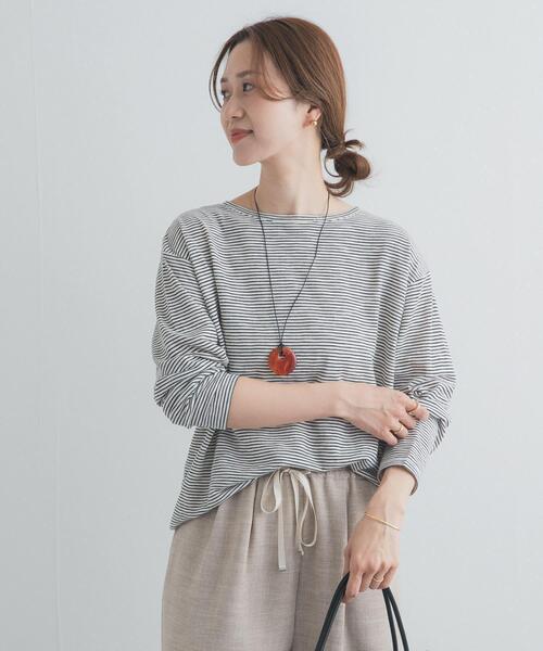 URBAN RESEARCH DOORS（アーバンリサーチドアーズ）の「スラブミジンボーダーTシャツ（Tシャツ/カットソー・レディース・ベージュ系その他/ホワイト系その他・FREE）」の13枚目の写真