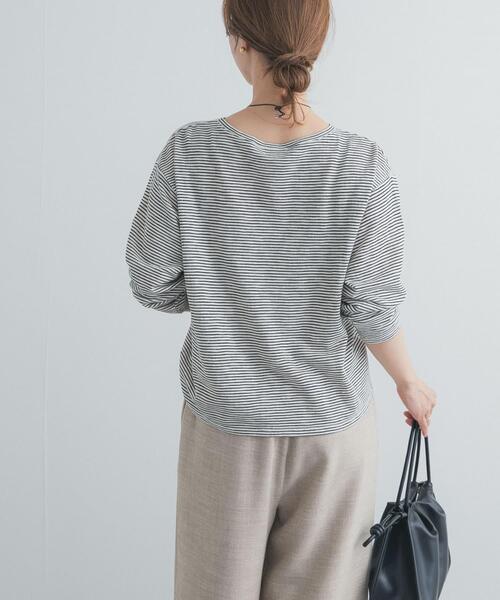 URBAN RESEARCH DOORS（アーバンリサーチドアーズ）の「スラブミジンボーダーTシャツ（Tシャツ/カットソー・レディース・ベージュ系その他/ホワイト系その他・FREE）」の16枚目の写真