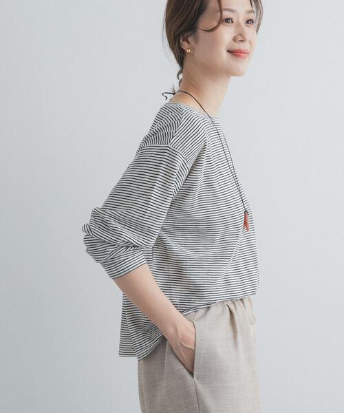 URBAN RESEARCH DOORS（アーバンリサーチドアーズ）の「スラブミジンボーダーTシャツ（Tシャツ/カットソー・レディース・ベージュ系その他/ホワイト系その他・FREE）」の18枚目の写真