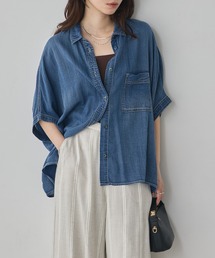 hunch（ハンチ）の「シアーデニム オーバー半袖シャツ（シャツ/ブラウス）」