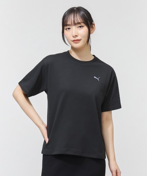 PUMA(プーマ)の「プーマ PUMA ESS ELEVATED MX SS BK PT Tシャツ(Tシャツ/カットソー・レディース・ブラック/ホワイト/ブラウン・L/XL/S/M)」の1枚目の写真