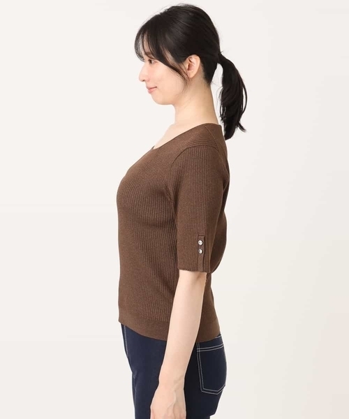 OFUON le MK(オフオンルエムケー)の「スパークナイロン半袖ニット/洗える/アンサンブル対応/WEB限定サイズあり(ニット/セーター・レディース・ライトグリーン/ブラウン/ホワイト・38/36)」の19枚目の写真