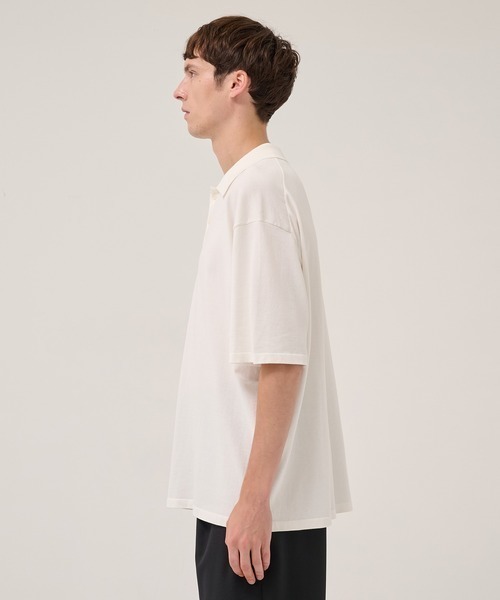 ATON（エイトン）の「【ATON/エイトン】FRESCA KNIT HAIF SLEEVE POLO SWEATER（シャツ/ブラウス・メンズ・ブラック/ホワイト・4/6）」の7枚目の写真