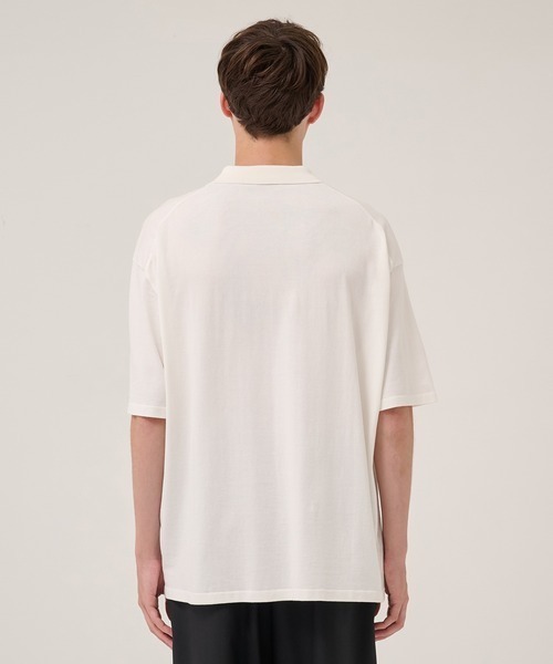 ATON（エイトン）の「【ATON/エイトン】FRESCA KNIT HAIF SLEEVE POLO SWEATER（シャツ/ブラウス・メンズ・ブラック/ホワイト・4/6）」の8枚目の写真