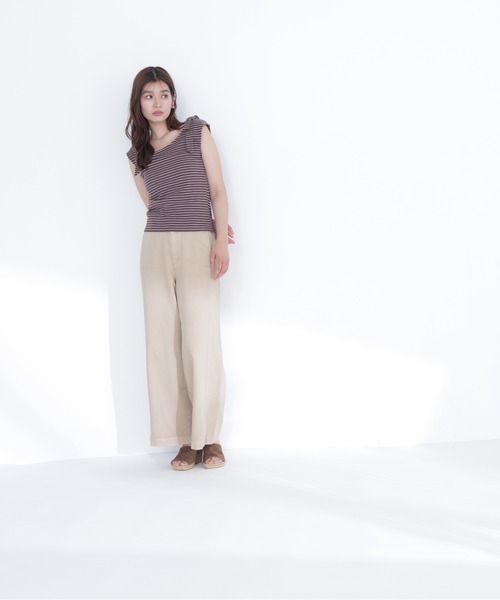 NATURAL BEAUTY BASIC(ナチュラルビューティーベーシック)の「ショルダーリボンボーダートップス(Tシャツ/カットソー・レディース・ブラウン系その他/ネイビー系/ホワイト系その他・フリ-)」の14枚目の写真