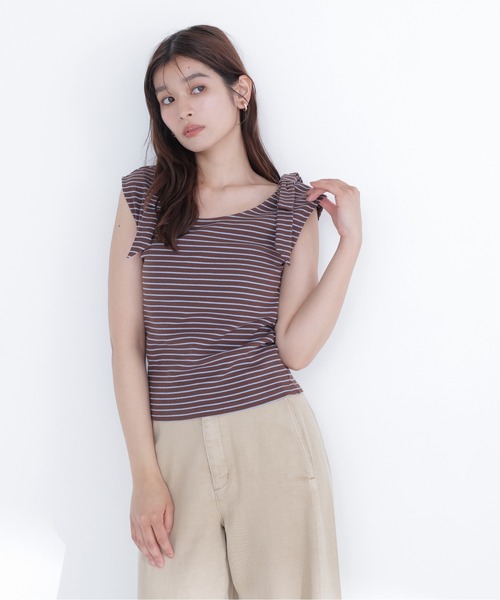 NATURAL BEAUTY BASIC(ナチュラルビューティーベーシック)の「ショルダーリボンボーダートップス(Tシャツ/カットソー・レディース・ブラウン系その他/ネイビー系/ホワイト系その他・フリ-)」の18枚目の写真